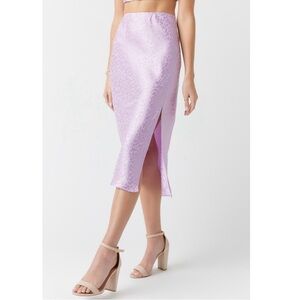 Francesca's Collections NWT Satin Lilac Leopard Print Pencil Midi Skirt Size XS